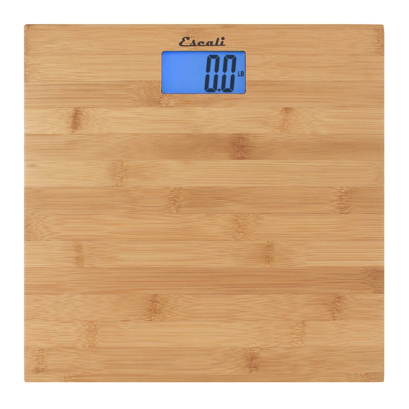 Escali Bamboo Digital Electronic Bathroom Scale for Body Weight Bath Scale with ExtraHigh Capacity of 440 lb Batteries Included